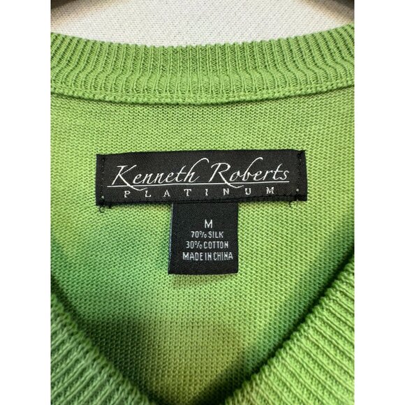 Kenneth Roberts Platinum Sleeveless Sweater Vest M Green Silk Blend - Picture 2 of 10
